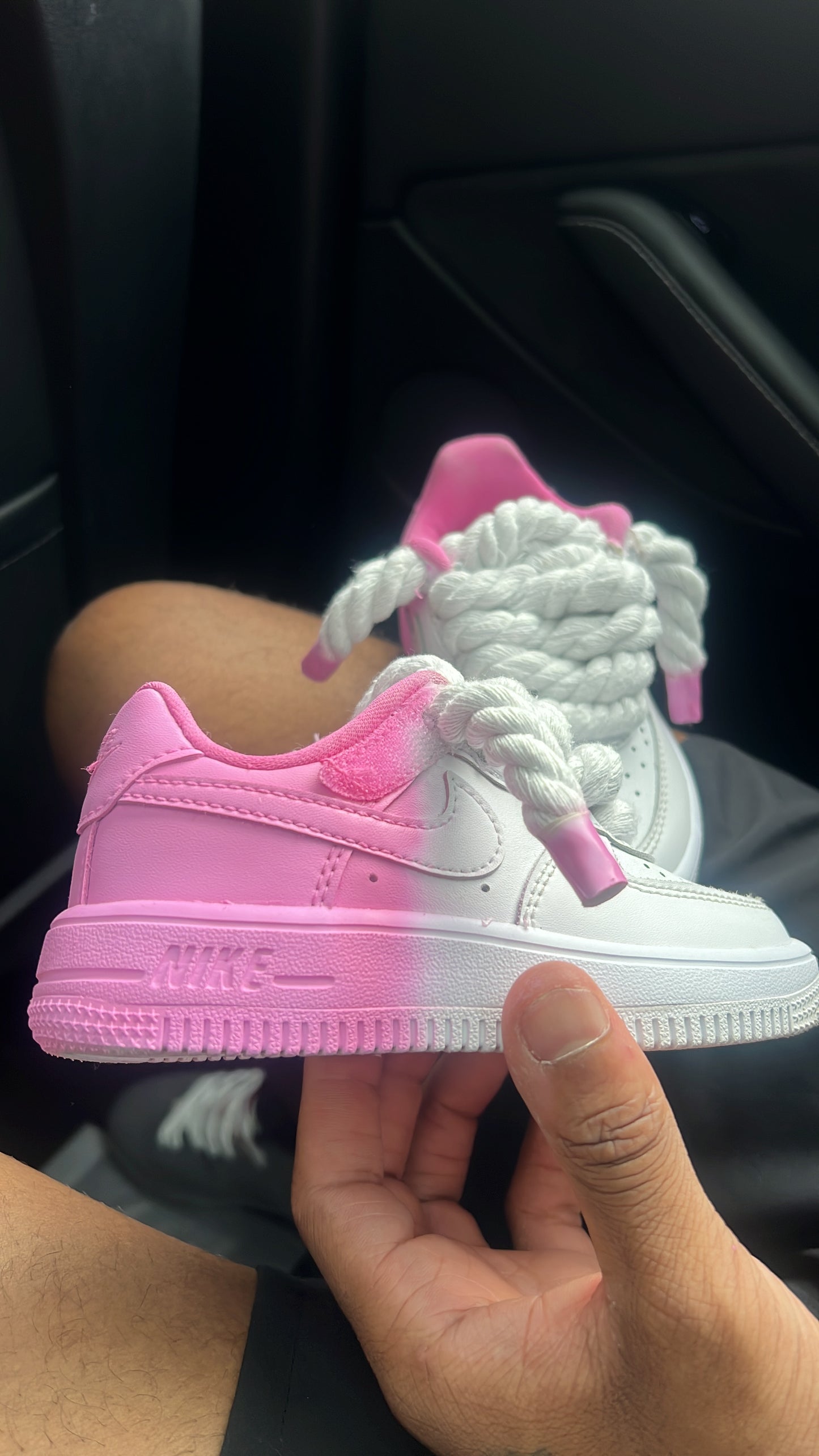 Children Ombre Pink White Rope laces