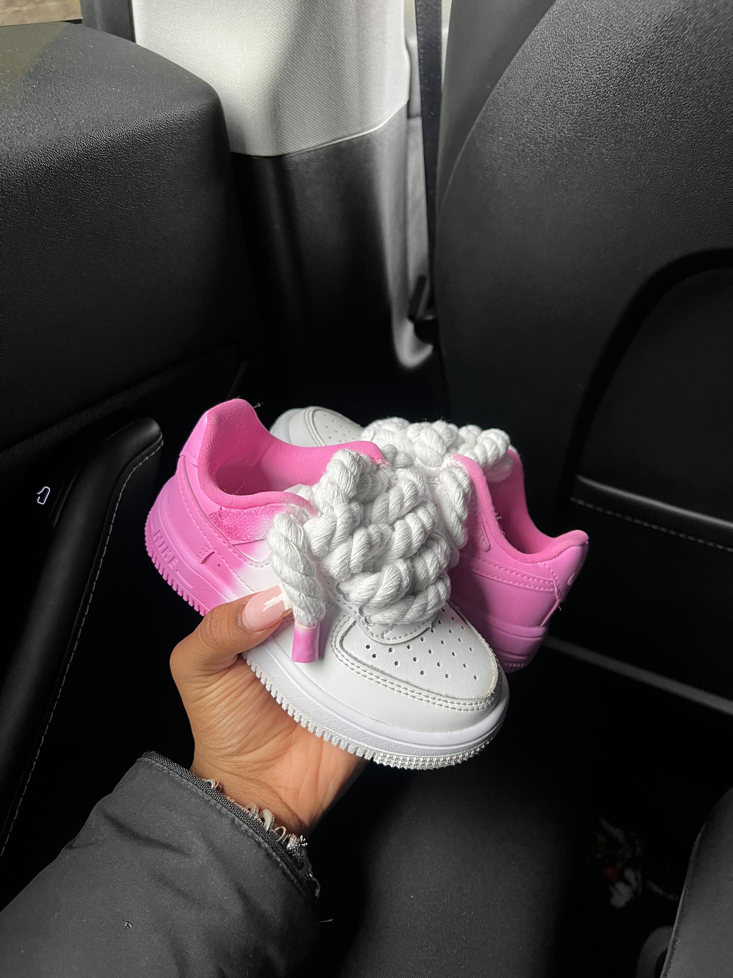 Children Ombre Pink White Rope laces